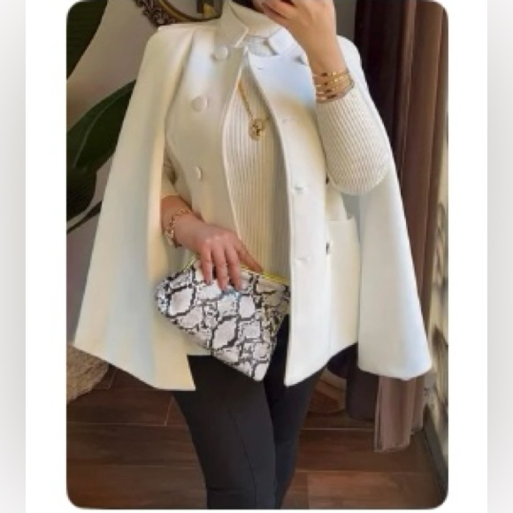 Elegant White Cape Coat
